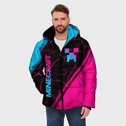 Куртка зимняя мужская Minecraft - neon gradient: надпись, символ, цвет: 3D-черный — фото 2
