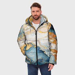 Куртка зимняя мужская Мраморная абстракция, цвет: 3D-светло-серый — фото 2
