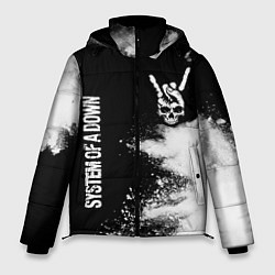Куртка зимняя мужская System of a Down и рок символ на темном фоне, цвет: 3D-черный
