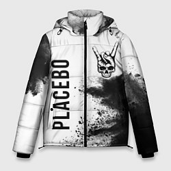 Куртка зимняя мужская Placebo и рок символ на светлом фоне, цвет: 3D-черный