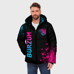 Куртка зимняя мужская Burzum - neon gradient: надпись, символ, цвет: 3D-черный — фото 2