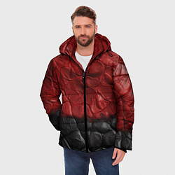 Куртка зимняя мужская Черная красная текстура, цвет: 3D-светло-серый — фото 2