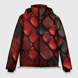 Куртка зимняя мужская Кожаная красно черная текстура, цвет: 3D-светло-серый