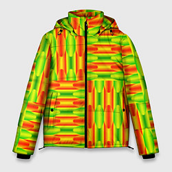 Куртка зимняя мужская Паттерн зеленый с оранжевым, цвет: 3D-черный