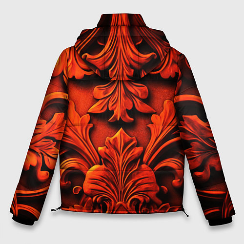 Мужская зимняя куртка Объемные оранжевые узоры / 3D-Светло-серый – фото 2