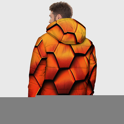 Мужская зимняя куртка Объемные оранжевые плиты / 3D-Красный – фото 4
