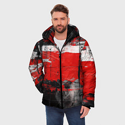 Куртка зимняя мужская Красная белая черная краска, цвет: 3D-светло-серый — фото 2