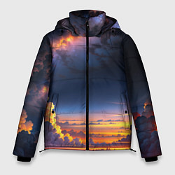 Куртка зимняя мужская Млечный путь и облака на закате, цвет: 3D-красный