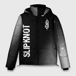 Куртка зимняя мужская Slipknot glitch на темном фоне: надпись, символ, цвет: 3D-черный