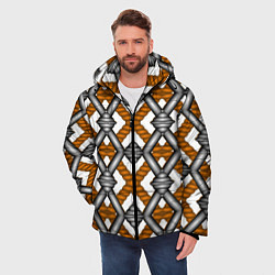 Куртка зимняя мужская Абстрактные решетки, цвет: 3D-светло-серый — фото 2