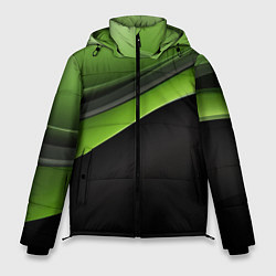 Куртка зимняя мужская Black green abstract, цвет: 3D-светло-серый