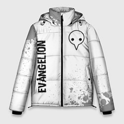 Куртка зимняя мужская Evangelion glitch на светлом фоне: надпись, символ, цвет: 3D-черный