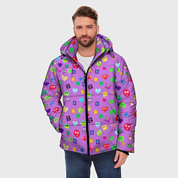 Куртка зимняя мужская Эмпатия - паттерн эмоджи, цвет: 3D-светло-серый — фото 2