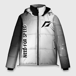 Куртка зимняя мужская Need for Speed glitch на светлом фоне: надпись, си, цвет: 3D-черный