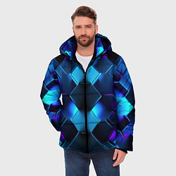 Куртка зимняя мужская Синие неоновые плиты, цвет: 3D-светло-серый — фото 2