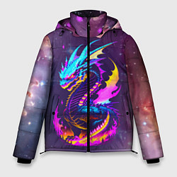 Куртка зимняя мужская Space dragon - neon glow - neural network, цвет: 3D-черный
