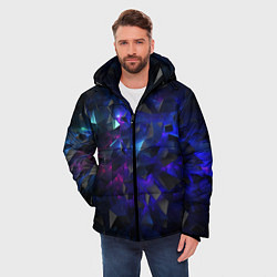 Куртка зимняя мужская Синие осколки, цвет: 3D-черный — фото 2