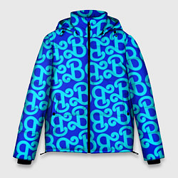 Куртка зимняя мужская Логотип Барби - синий паттерн, цвет: 3D-светло-серый