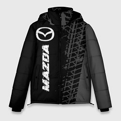 Мужская зимняя куртка Mazda speed на темном фоне со следами шин: по-верт