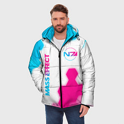 Куртка зимняя мужская Mass Effect neon gradient style: надпись, символ, цвет: 3D-черный — фото 2