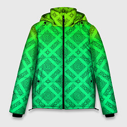 Мужская зимняя куртка Желто-зеленый градиентный фон с геометрическим узо