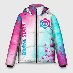Куртка зимняя мужская Brawl Stars neon gradient style: надпись, символ, цвет: 3D-черный