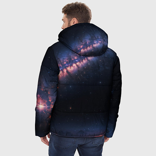 Мужская зимняя куртка Млечный путь в звездном небе / 3D-Красный – фото 4