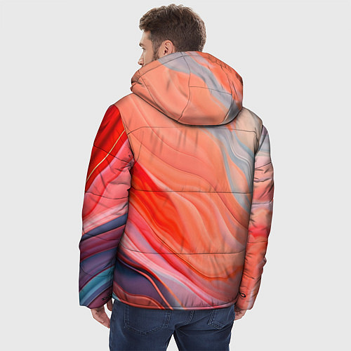 Мужская зимняя куртка Текучий принт от нейросети / 3D-Светло-серый – фото 4