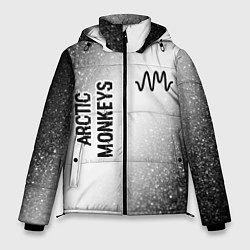 Куртка зимняя мужская Arctic Monkeys glitch на светлом фоне: надпись, си, цвет: 3D-черный