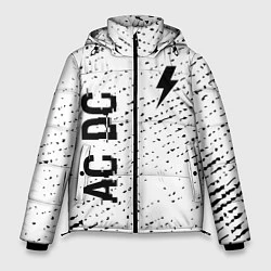 Куртка зимняя мужская AC DC glitch на светлом фоне: надпись, символ, цвет: 3D-черный