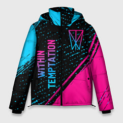 Куртка зимняя мужская Within Temptation - neon gradient: надпись, символ, цвет: 3D-черный