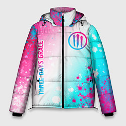 Куртка зимняя мужская Three Days Grace neon gradient style: надпись, сим, цвет: 3D-черный