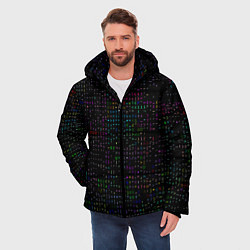Куртка зимняя мужская Черный текстовой паттерн, цвет: 3D-черный — фото 2