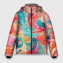 Куртка зимняя мужская Акварельная абстракция, цвет: 3D-светло-серый