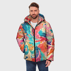 Куртка зимняя мужская Акварельная абстракция, цвет: 3D-светло-серый — фото 2