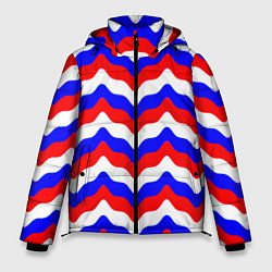 Куртка зимняя мужская Волны цвета флага России, цвет: 3D-черный