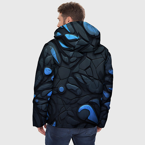Мужская зимняя куртка Blue black abstract texture / 3D-Красный – фото 4