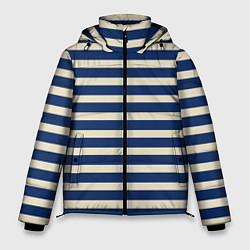 Куртка зимняя мужская Полосатый синий и кремовый, цвет: 3D-светло-серый
