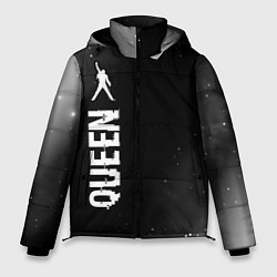 Мужская зимняя куртка Queen glitch на темном фоне: по-вертикали