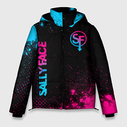 Куртка зимняя мужская Sally Face - neon gradient: надпись, символ, цвет: 3D-черный