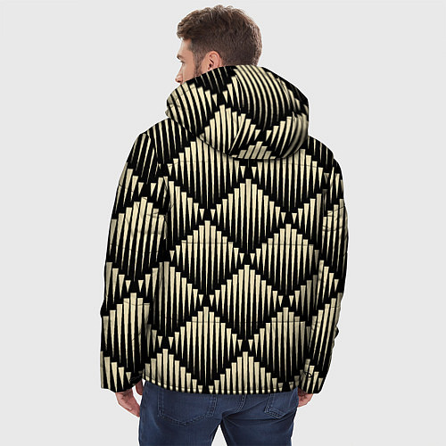 Мужская зимняя куртка Большие золотые выпуклые ромбы / 3D-Светло-серый – фото 4