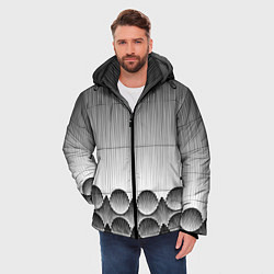 Куртка зимняя мужская Круглая полосатая геометрия, цвет: 3D-светло-серый — фото 2