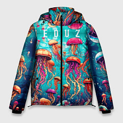 Куртка зимняя мужская Медуза в стиле арт, цвет: 3D-черный