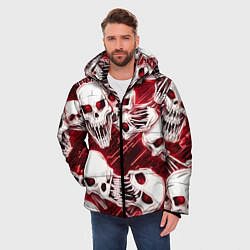 Куртка зимняя мужская Черепа киберпанк, цвет: 3D-красный — фото 2