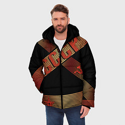Куртка зимняя мужская СССР полосы градиент, цвет: 3D-красный — фото 2