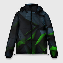 Куртка зимняя мужская Черные и зеленые плиты, цвет: 3D-черный