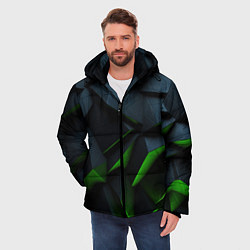 Куртка зимняя мужская Черные и зеленые плиты, цвет: 3D-черный — фото 2