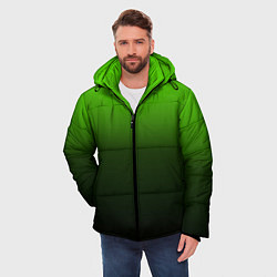 Куртка зимняя мужская Градиент ядовитый зеленый - черный, цвет: 3D-красный — фото 2