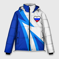Мужская зимняя куртка Флаг России в сердечке - синий