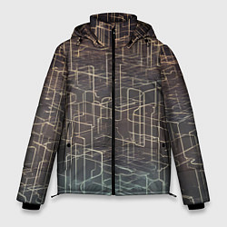 Куртка зимняя мужская Киберпанк линии, цвет: 3D-черный